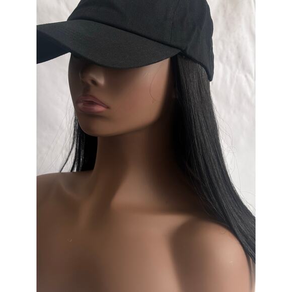 Baseball Cap Wig with Silky Straight Hair in Medium length color 1B off black - Picture 6 of 9